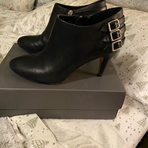 Vince Camuto Black Ankle Booties with Buckle Detail